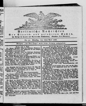 Berlinische Nachrichten von Staats- und gelehrten Sachen vom 18.04.1826