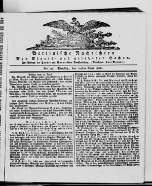 Berlinische Nachrichten von Staats- und gelehrten Sachen vom 25.04.1826