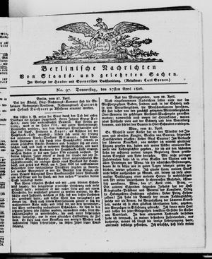 Berlinische Nachrichten von Staats- und gelehrten Sachen vom 27.04.1826
