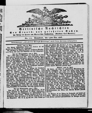 Berlinische Nachrichten von Staats- und gelehrten Sachen vom 13.05.1826