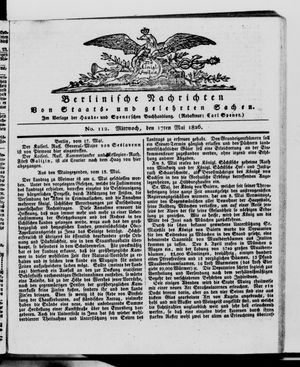 Berlinische Nachrichten von Staats- und gelehrten Sachen vom 17.05.1826