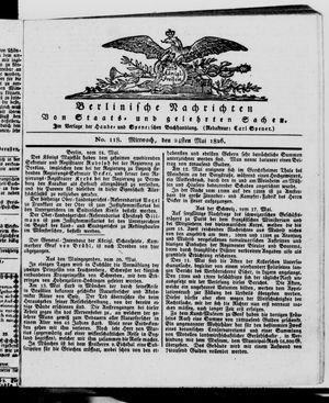 Berlinische Nachrichten von Staats- und gelehrten Sachen vom 24.05.1826
