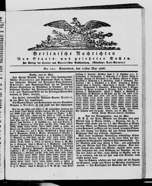 Berlinische Nachrichten von Staats- und gelehrten Sachen vom 27.05.1826
