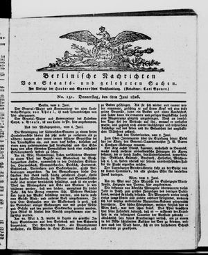 Berlinische Nachrichten von Staats- und gelehrten Sachen vom 08.06.1826