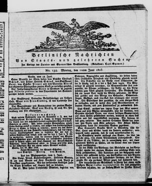 Berlinische Nachrichten von Staats- und gelehrten Sachen vom 12.06.1826