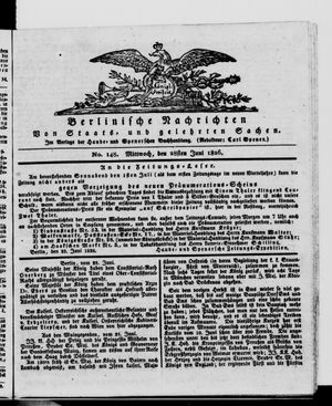 Berlinische Nachrichten von Staats- und gelehrten Sachen vom 28.06.1826