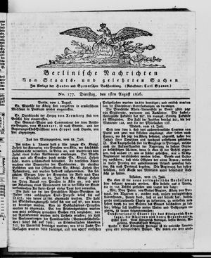 Berlinische Nachrichten von Staats- und gelehrten Sachen vom 01.08.1826