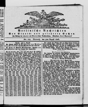 Berlinische Nachrichten von Staats- und gelehrten Sachen vom 09.08.1826