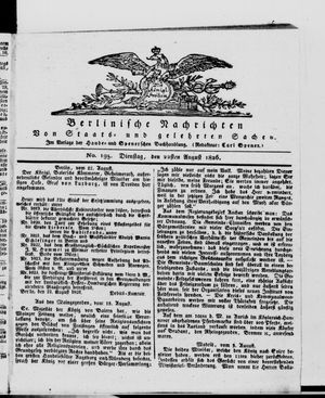 Berlinische Nachrichten von Staats- und gelehrten Sachen vom 22.08.1826