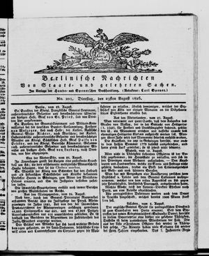 Berlinische Nachrichten von Staats- und gelehrten Sachen vom 29.08.1826