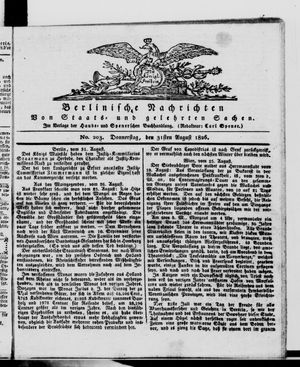 Berlinische Nachrichten von Staats- und gelehrten Sachen vom 31.08.1826