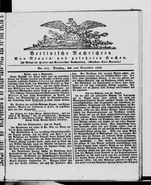 Berlinische Nachrichten von Staats- und gelehrten Sachen vom 05.09.1826