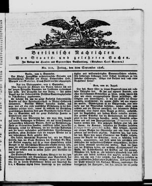 Berlinische Nachrichten von Staats- und gelehrten Sachen vom 08.09.1826