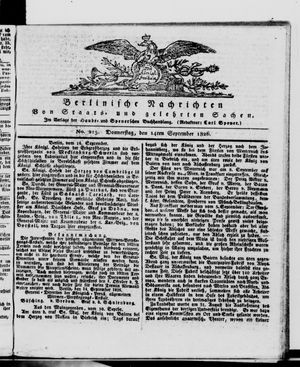 Berlinische Nachrichten von Staats- und gelehrten Sachen vom 14.09.1826