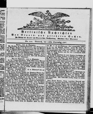 Berlinische Nachrichten von Staats- und gelehrten Sachen vom 20.09.1826