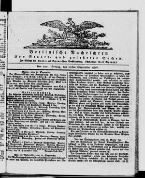 Berlinische Nachrichten von Staats- und gelehrten Sachen vom 22.09.1826
