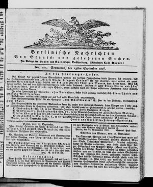 Berlinische Nachrichten von Staats- und gelehrten Sachen vom 23.09.1826