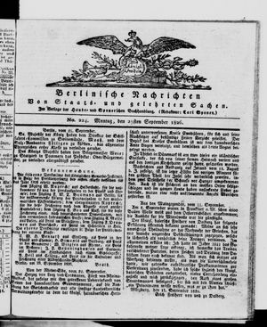 Berlinische Nachrichten von Staats- und gelehrten Sachen vom 25.09.1826