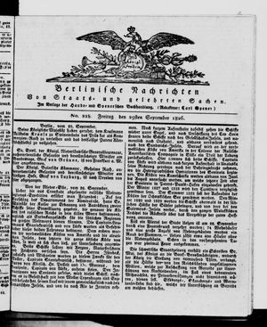 Berlinische Nachrichten von Staats- und gelehrten Sachen vom 29.09.1826