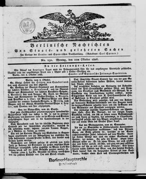 Berlinische Nachrichten von Staats- und gelehrten Sachen on Oct 2, 1826