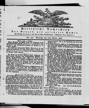 Berlinische Nachrichten von Staats- und gelehrten Sachen vom 04.10.1826