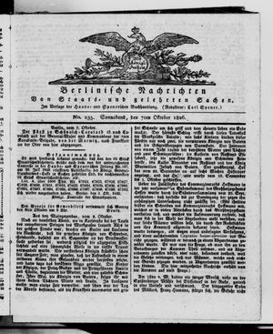 Berlinische Nachrichten von Staats- und gelehrten Sachen vom 07.10.1826