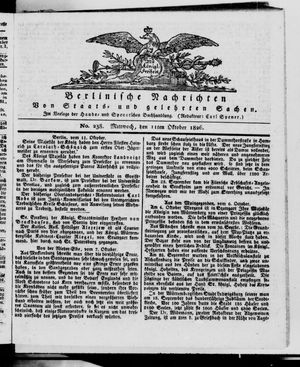 Berlinische Nachrichten von Staats- und gelehrten Sachen on Oct 11, 1826