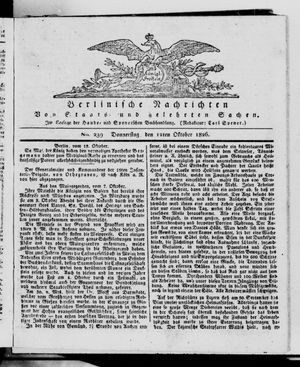 Berlinische Nachrichten von Staats- und gelehrten Sachen vom 12.10.1826