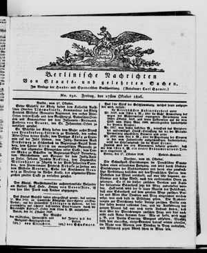 Berlinische Nachrichten von Staats- und gelehrten Sachen vom 27.10.1826
