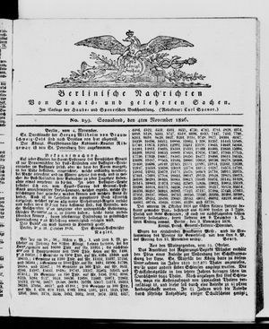 Berlinische Nachrichten von Staats- und gelehrten Sachen vom 04.11.1826