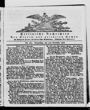 Berlinische Nachrichten von Staats- und gelehrten Sachen vom 09.11.1826
