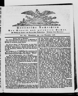 Berlinische Nachrichten von Staats- und gelehrten Sachen vom 11.11.1826