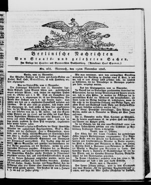 Berlinische Nachrichten von Staats- und gelehrten Sachen vom 15.11.1826