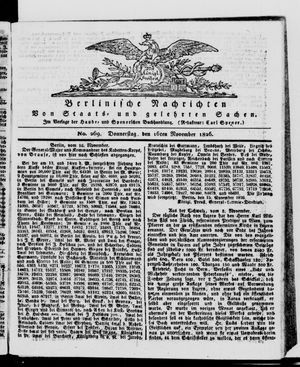 Berlinische Nachrichten von Staats- und gelehrten Sachen vom 16.11.1826