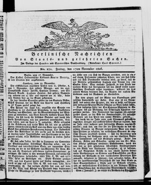 Berlinische Nachrichten von Staats- und gelehrten Sachen vom 17.11.1826