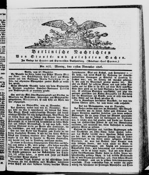 Berlinische Nachrichten von Staats- und gelehrten Sachen vom 27.11.1826