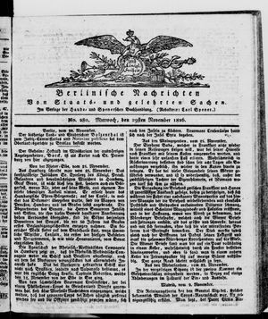 Berlinische Nachrichten von Staats- und gelehrten Sachen vom 29.11.1826