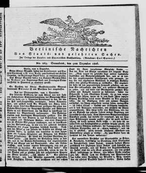 Berlinische Nachrichten von Staats- und gelehrten Sachen vom 09.12.1826