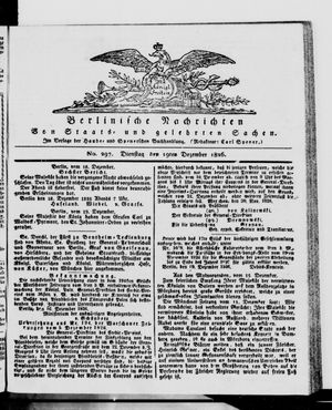 Berlinische Nachrichten von Staats- und gelehrten Sachen vom 19.12.1826