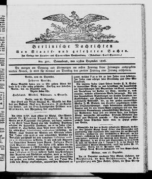 Berlinische Nachrichten von Staats- und gelehrten Sachen vom 23.12.1826