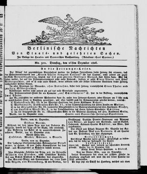 Berlinische Nachrichten von Staats- und gelehrten Sachen vom 26.12.1826