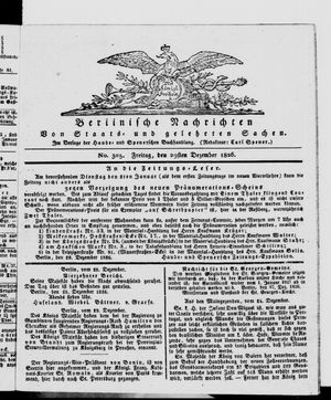 Berlinische Nachrichten von Staats- und gelehrten Sachen vom 29.12.1826