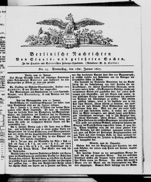 Berlinische Nachrichten von Staats- und gelehrten Sachen vom 18.01.1827