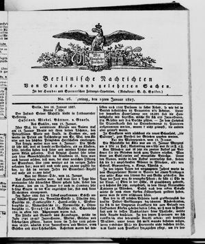 Berlinische Nachrichten von Staats- und gelehrten Sachen vom 19.01.1827