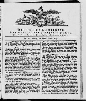 Berlinische Nachrichten von Staats- und gelehrten Sachen vom 22.01.1827