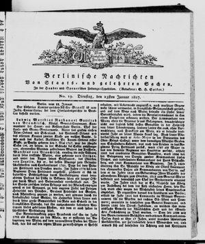 Berlinische Nachrichten von Staats- und gelehrten Sachen vom 23.01.1827