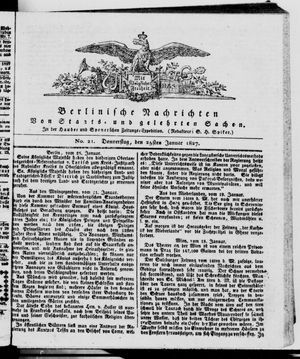 Berlinische Nachrichten von Staats- und gelehrten Sachen vom 25.01.1827