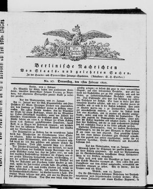 Berlinische Nachrichten von Staats- und gelehrten Sachen vom 01.02.1827