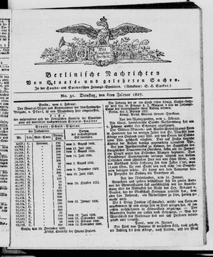 Berlinische Nachrichten von Staats- und gelehrten Sachen vom 06.02.1827