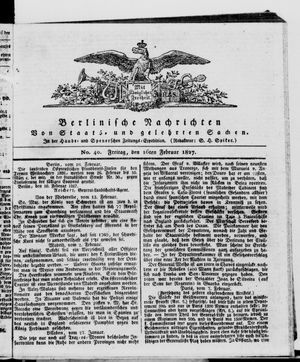 Berlinische Nachrichten von Staats- und gelehrten Sachen vom 16.02.1827